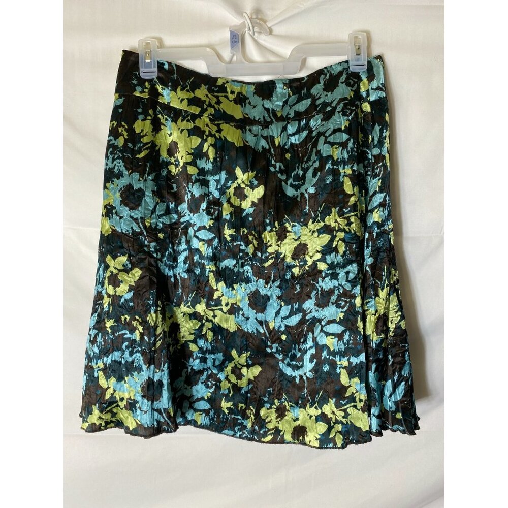 Whimsygoth Cottage Silky Skirt Women's 12 Large Short Floral Boho Satin Whimsy